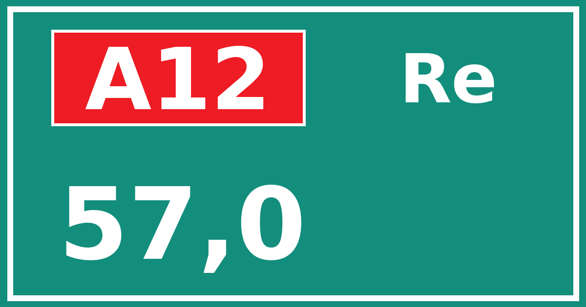 Hectometerbord A12 57,0 zijde Re