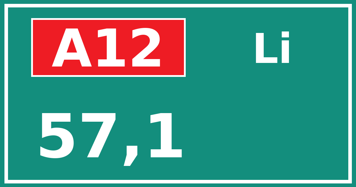 Hectometerbord A12 57,1 zijde Li