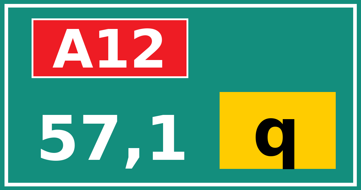 Hectometerbord A12 57,1 letter q