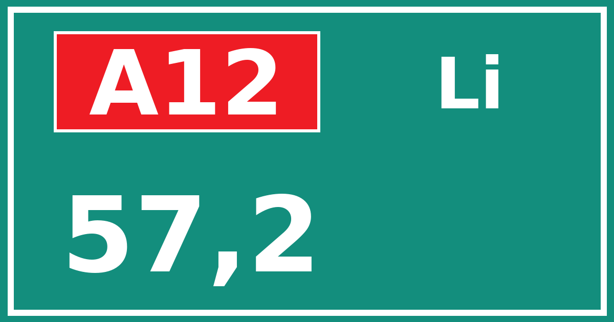 Hectometerbord A12 57,2 zijde Li