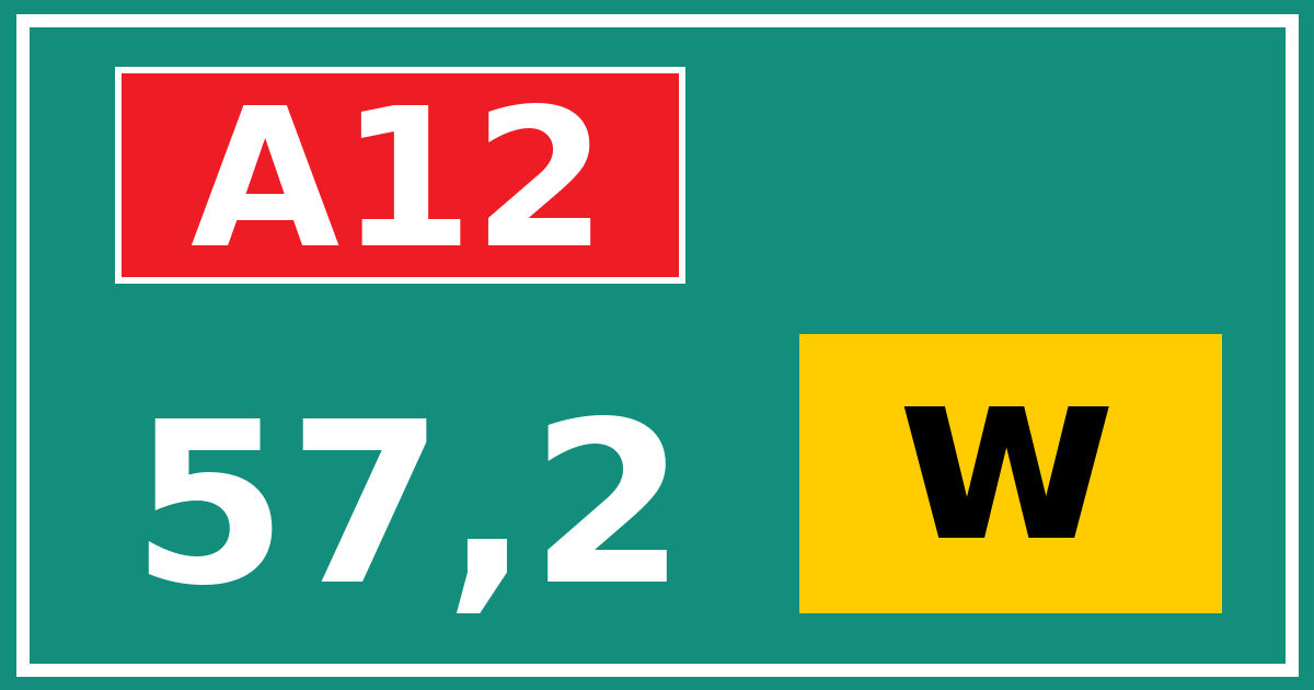 Hectometerbord A12 57,2 letter w