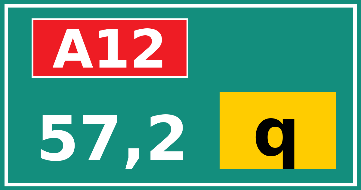 Hectometerbord A12 57,2 letter q