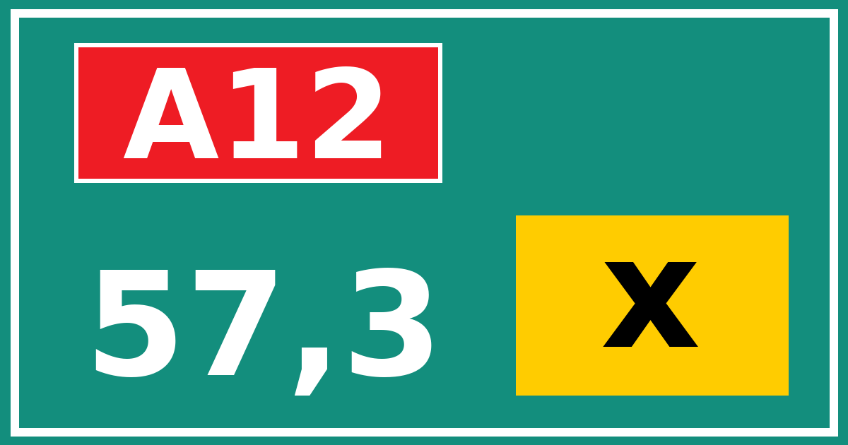 Hectometerbord A12 57,3 letter x