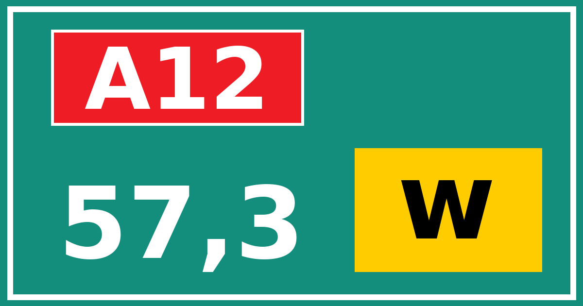Hectometerbord A12 57,3 letter w