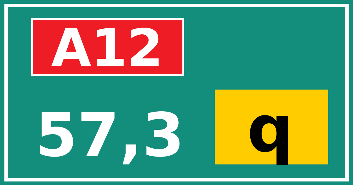 Hectometerbord A12 57,3 letter q