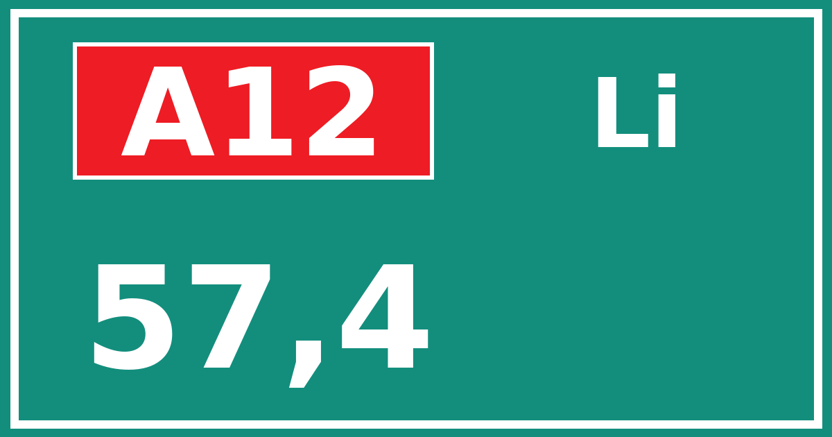 Hectometerbord A12 57,4 zijde Li