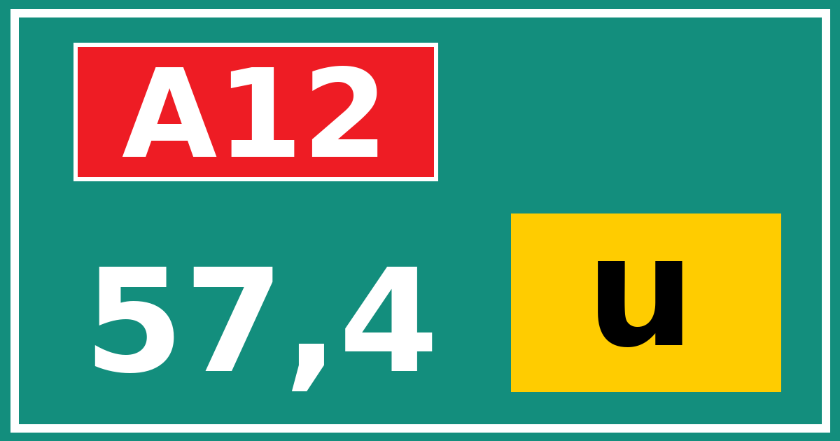Hectometerbord A12 57,4 letter u