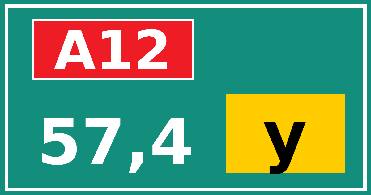 Hectometerbord A12 57,4 letter y