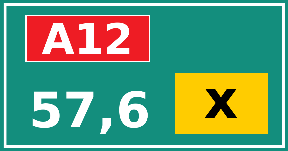Hectometerbord A12 57,6 letter x