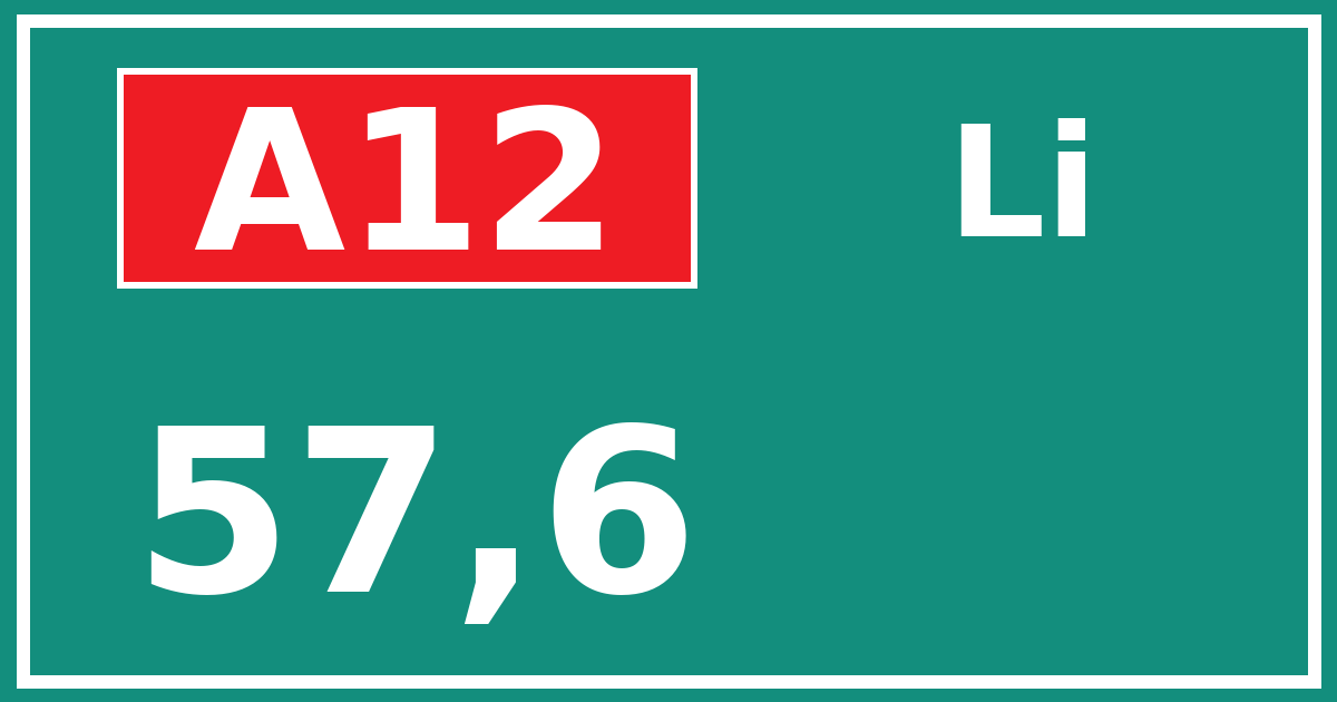 Hectometerbord A12 57,6 zijde Li