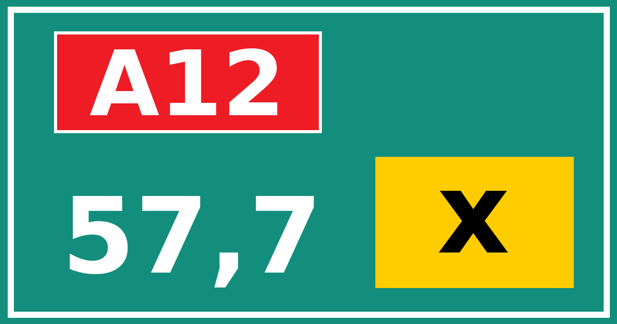 Hectometerbord A12 57,7 letter x
