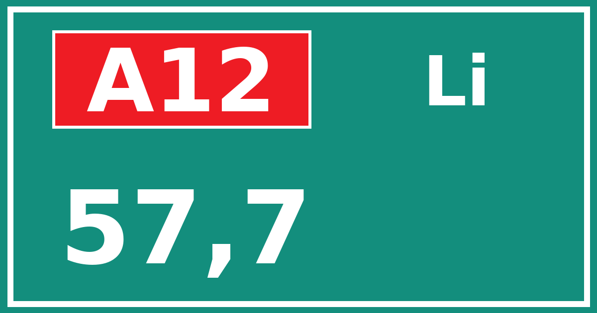 Hectometerbord A12 57,7 zijde Li