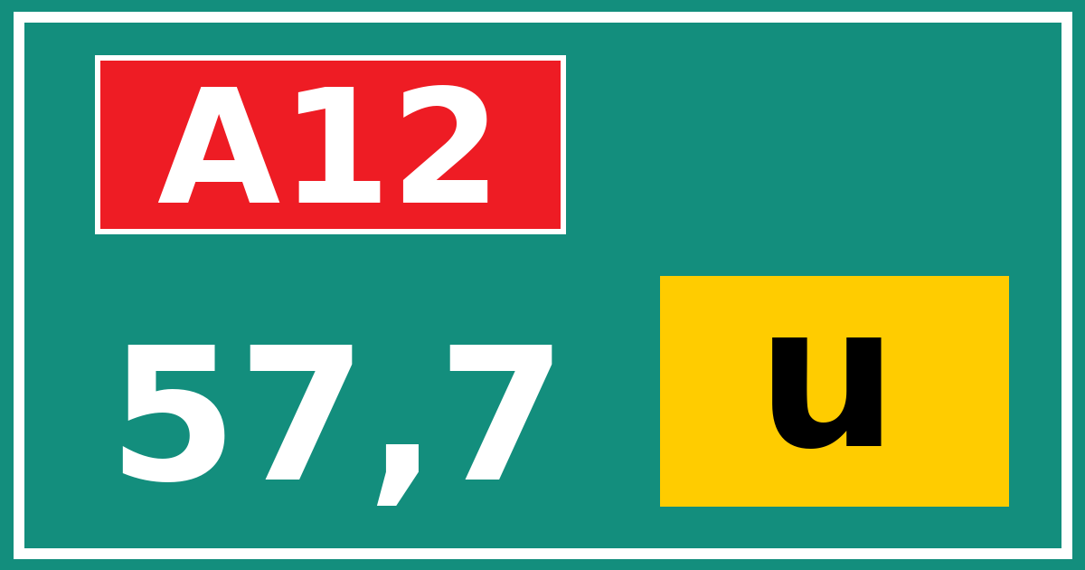 Hectometerbord A12 57,7 letter u