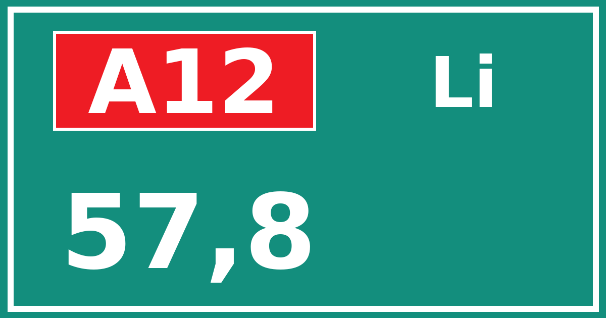 Hectometerbord A12 57,8 zijde Li