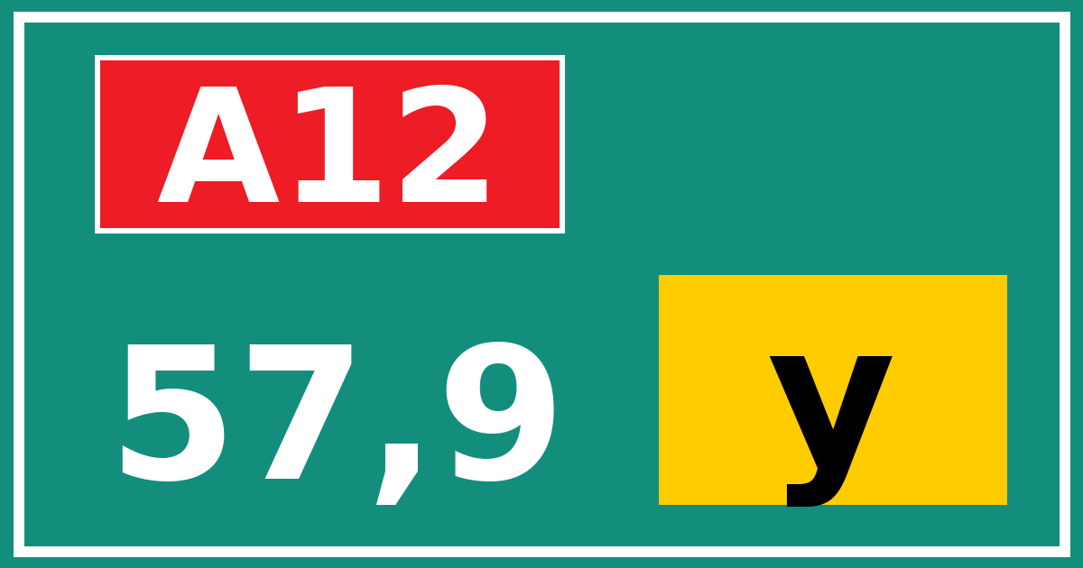 Hectometerbord A12 57,9 letter y