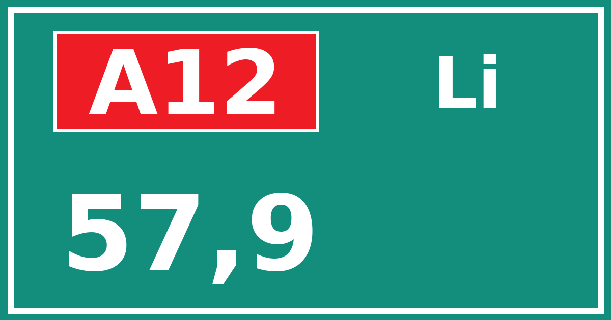 Hectometerbord A12 57,9 zijde Li