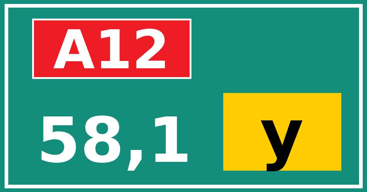 Hectometerbord A12 58,1 letter y