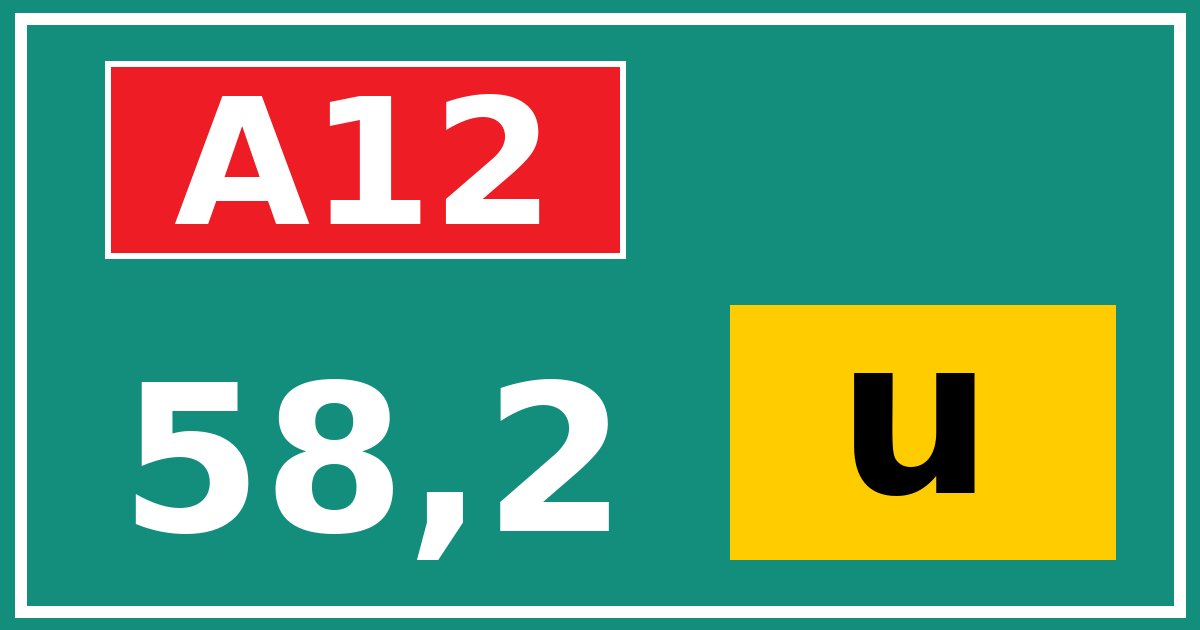 Hectometerbord A12 58,2 letter u