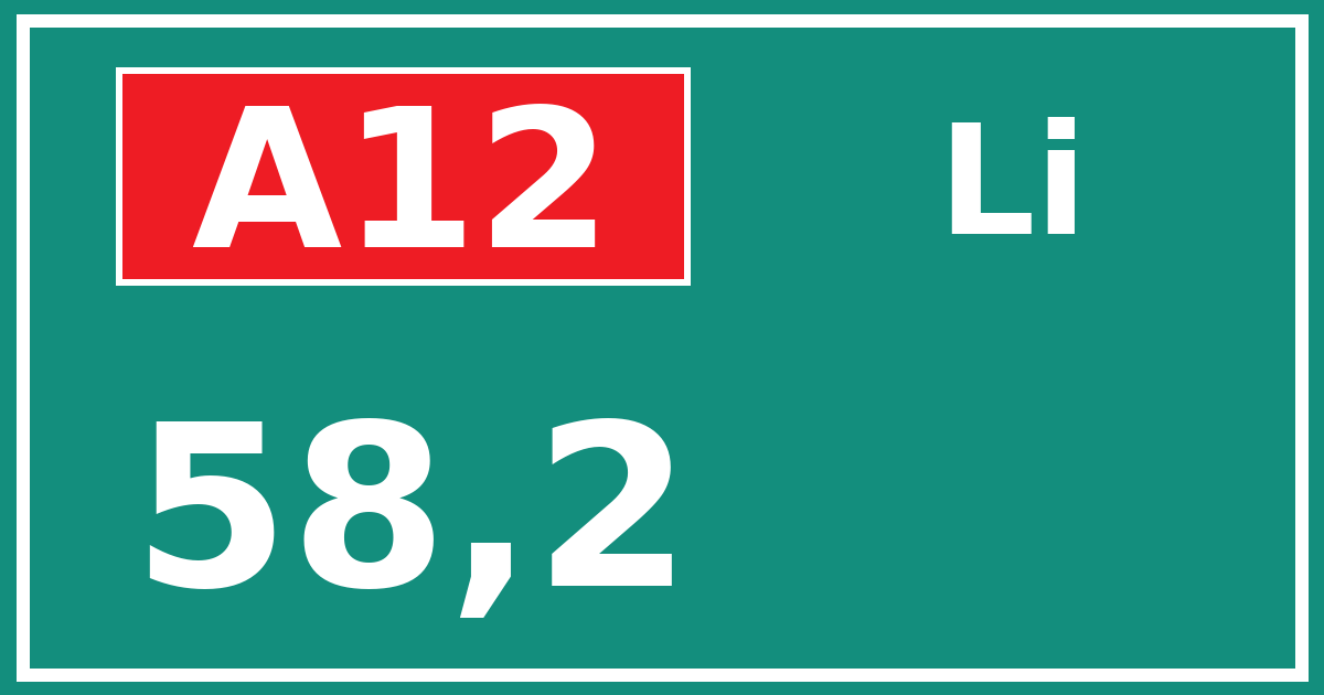 Hectometerbord A12 58,2 zijde Li