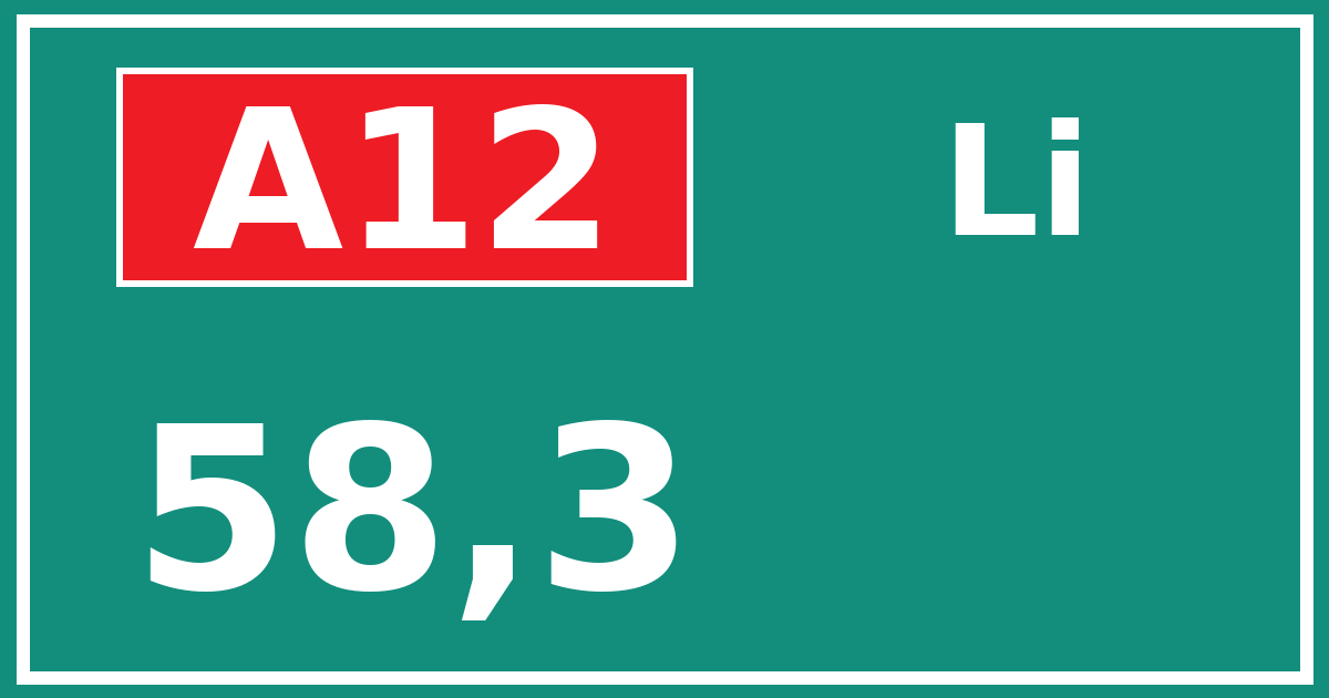 Hectometerbord A12 58,3 zijde Li