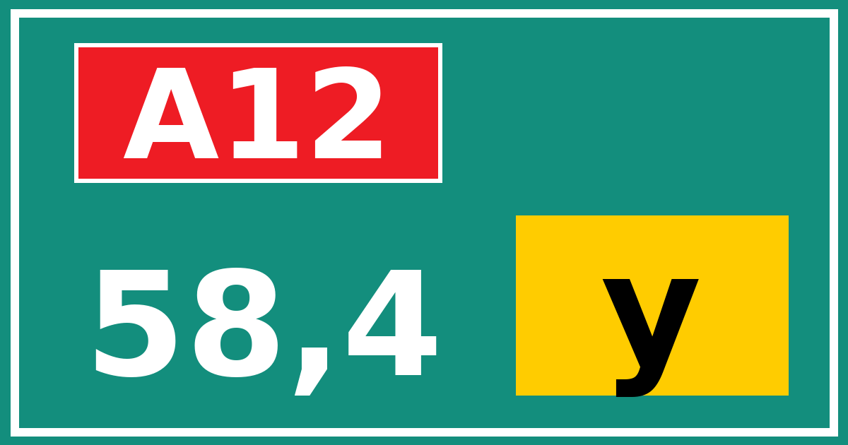 Hectometerbord A12 58,4 letter y