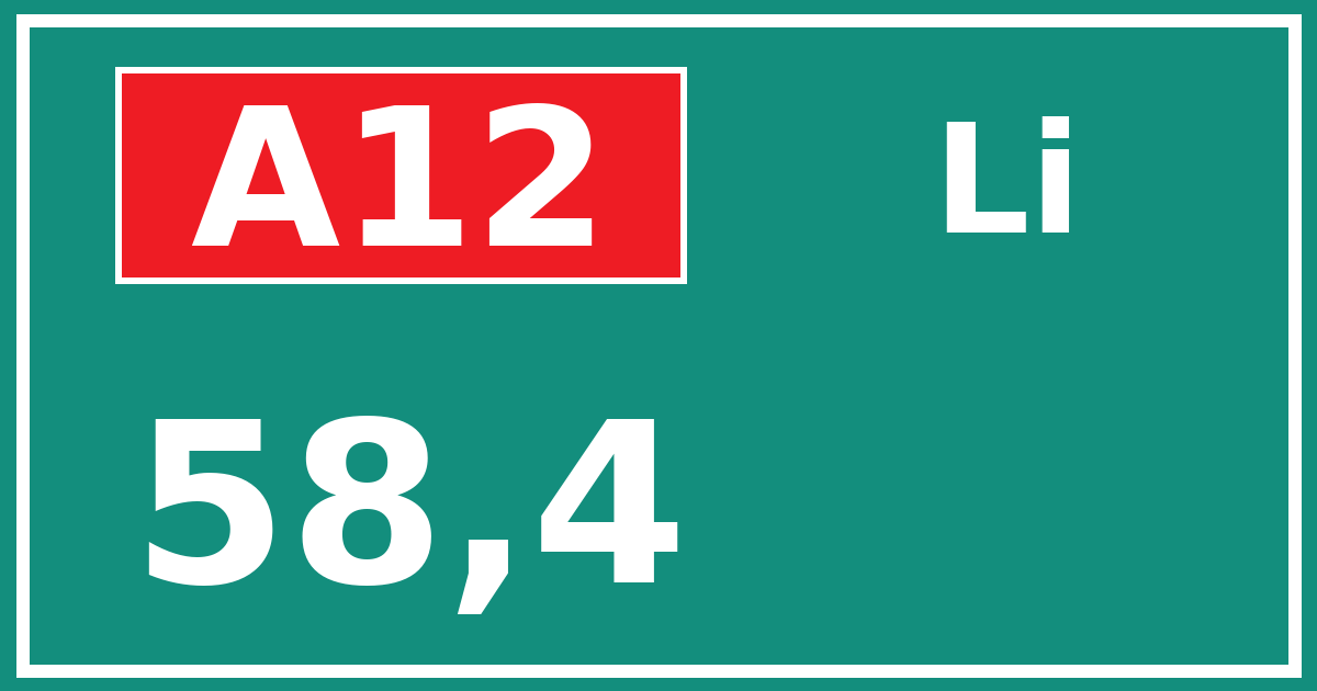 Hectometerbord A12 58,4 zijde Li