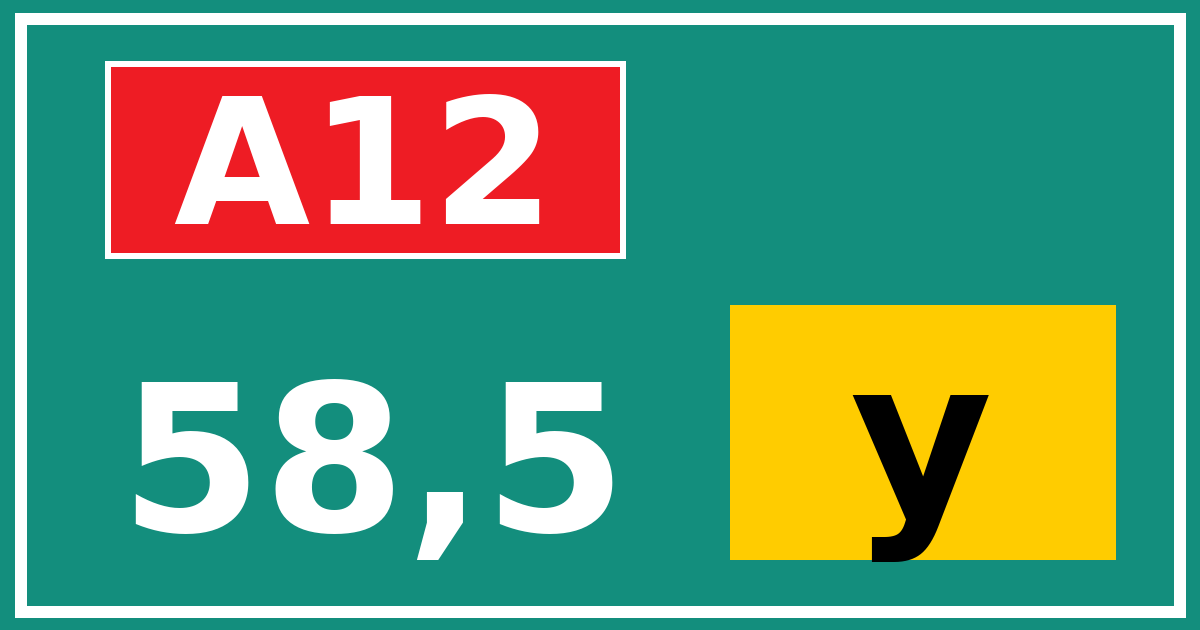 Hectometerbord A12 58,5 letter y