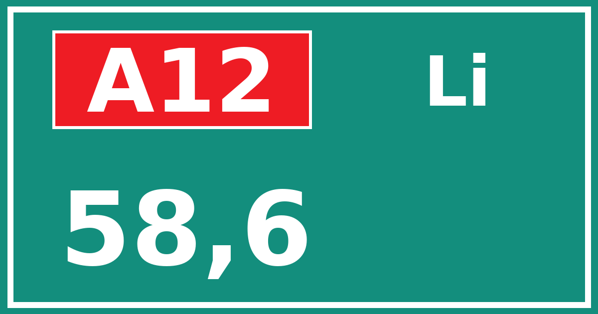 Hectometerbord A12 58,6 zijde Li