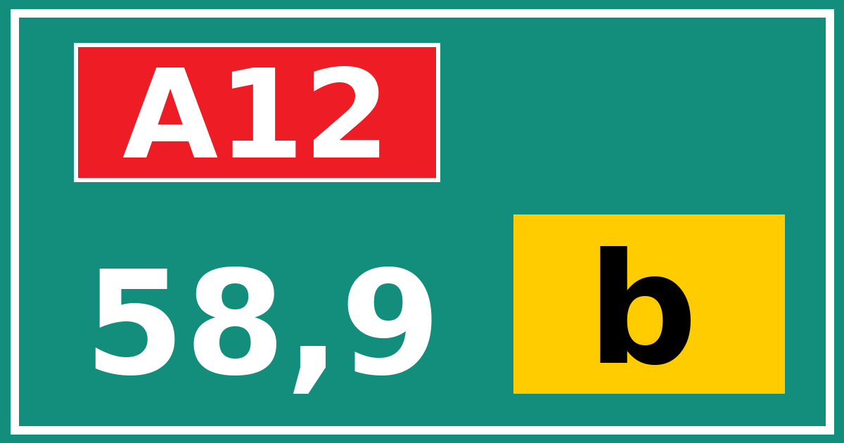 Hectometerbord A12 58,9 letter b