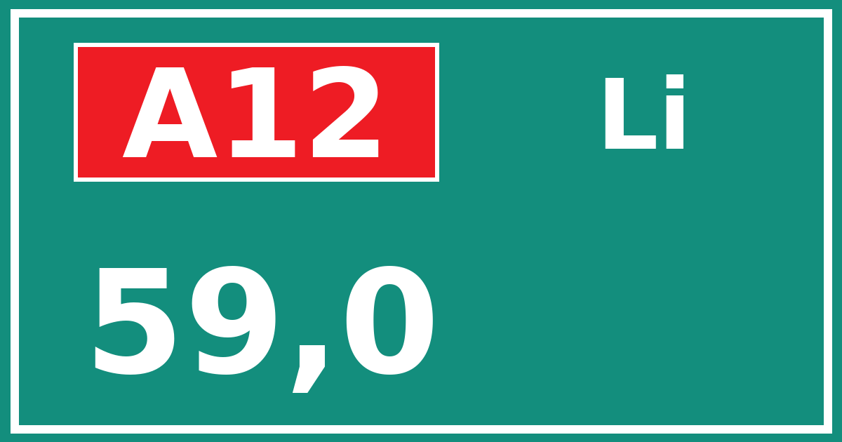 Hectometerbord A12 59,0 zijde Li