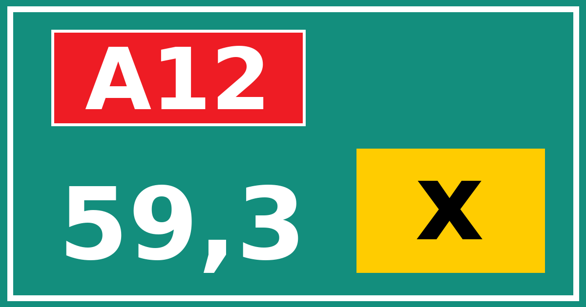 Hectometerbord A12 59,3 letter x