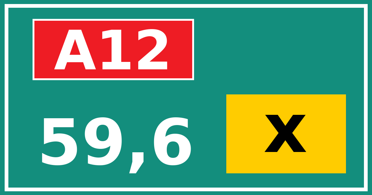 Hectometerbord A12 59,6 letter x