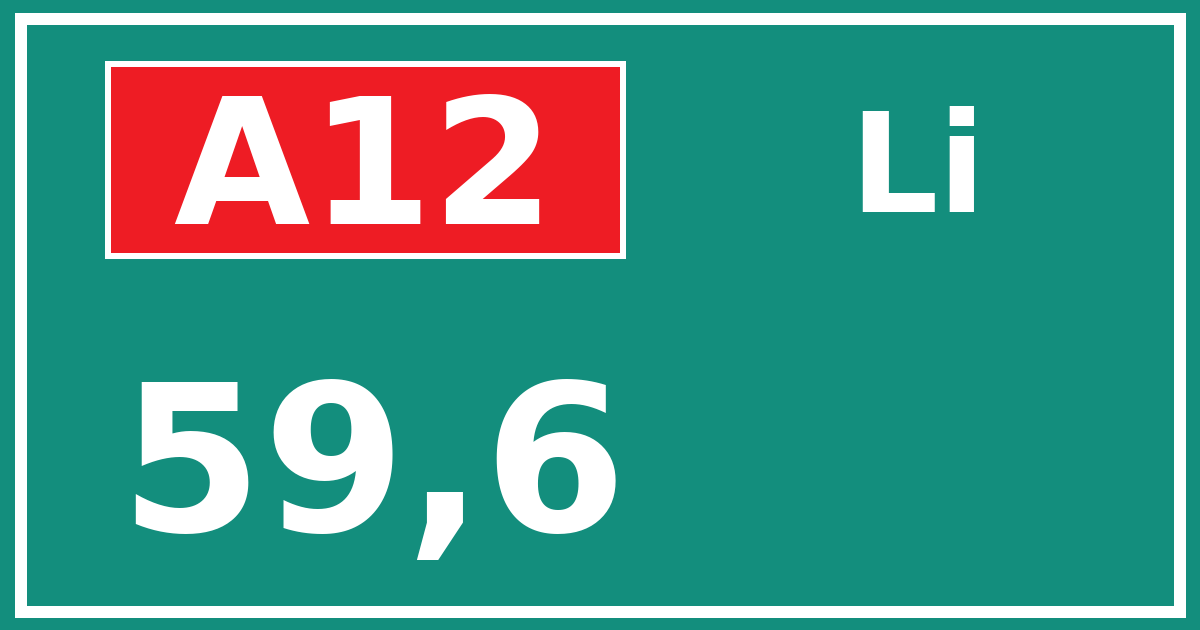 Hectometerbord A12 59,6 zijde Li