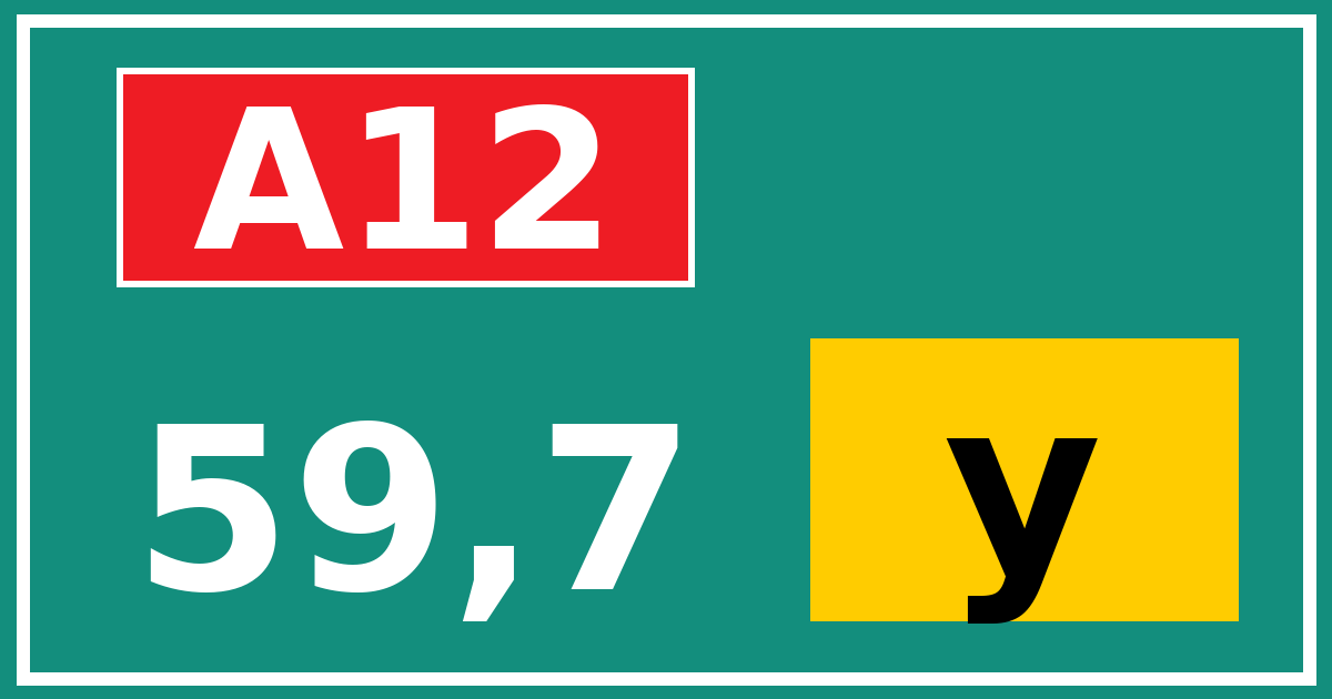 Hectometerbord A12 59,7 letter y