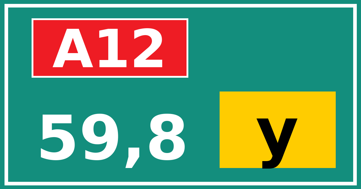 Hectometerbord A12 59,8 letter y