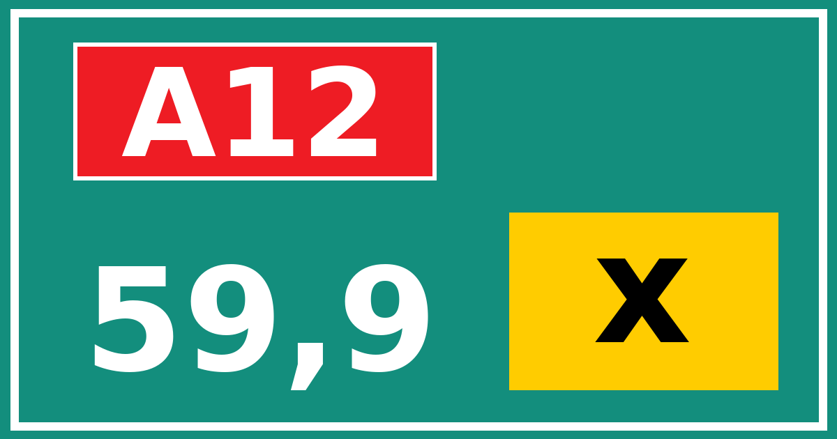 Hectometerbord A12 59,9 letter x