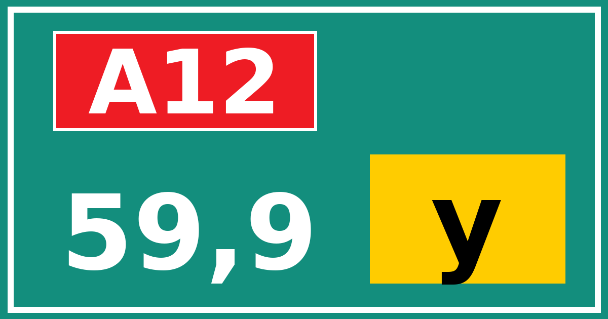 Hectometerbord A12 59,9 letter y