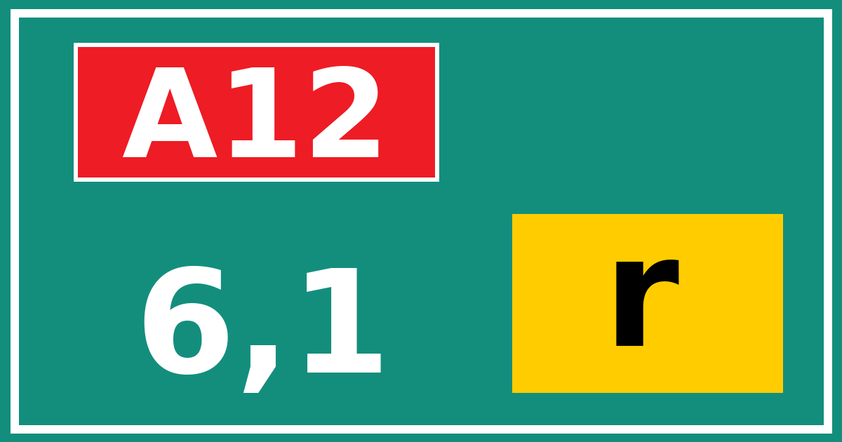 Hectometerbord A12 6,1 letter r