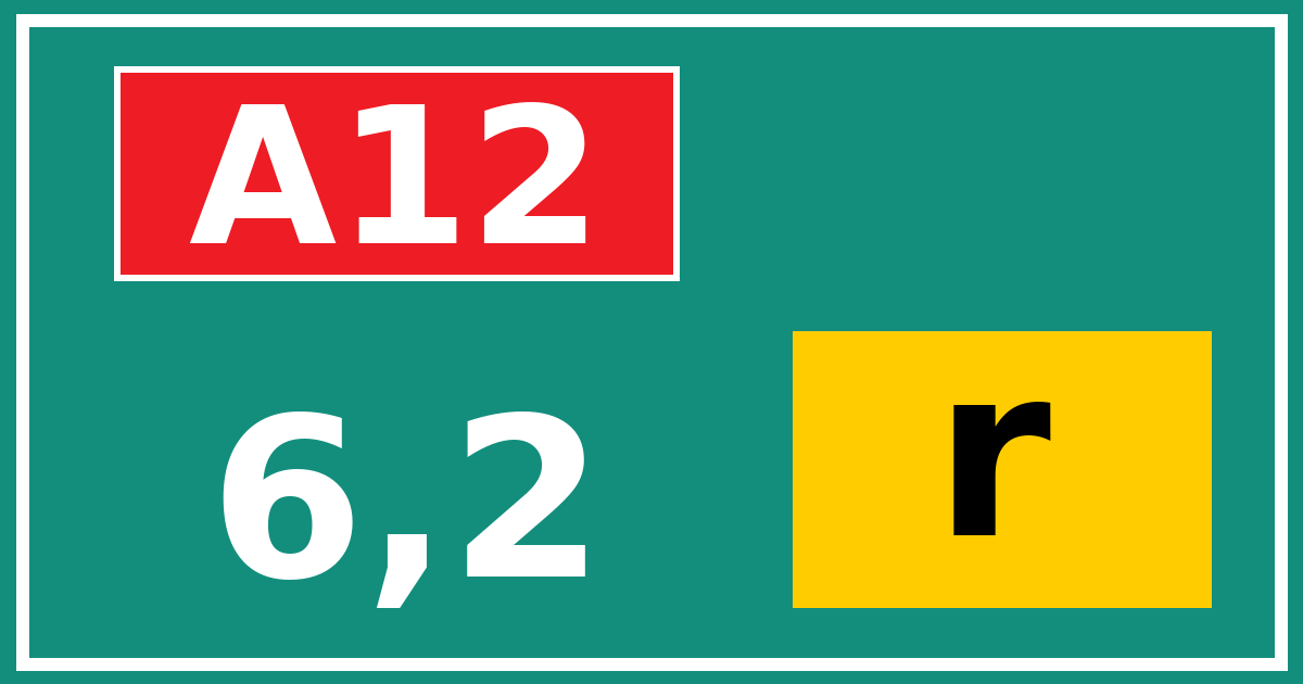 Hectometerbord A12 6,2 letter r