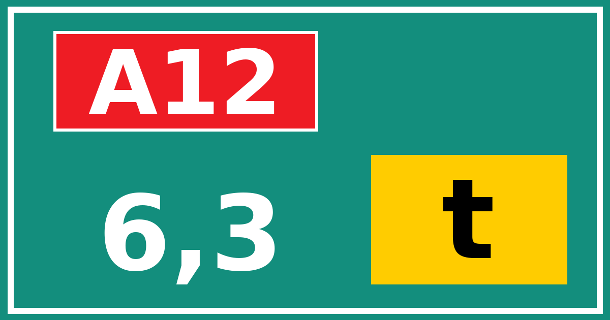 Hectometerbord A12 6,3 letter t