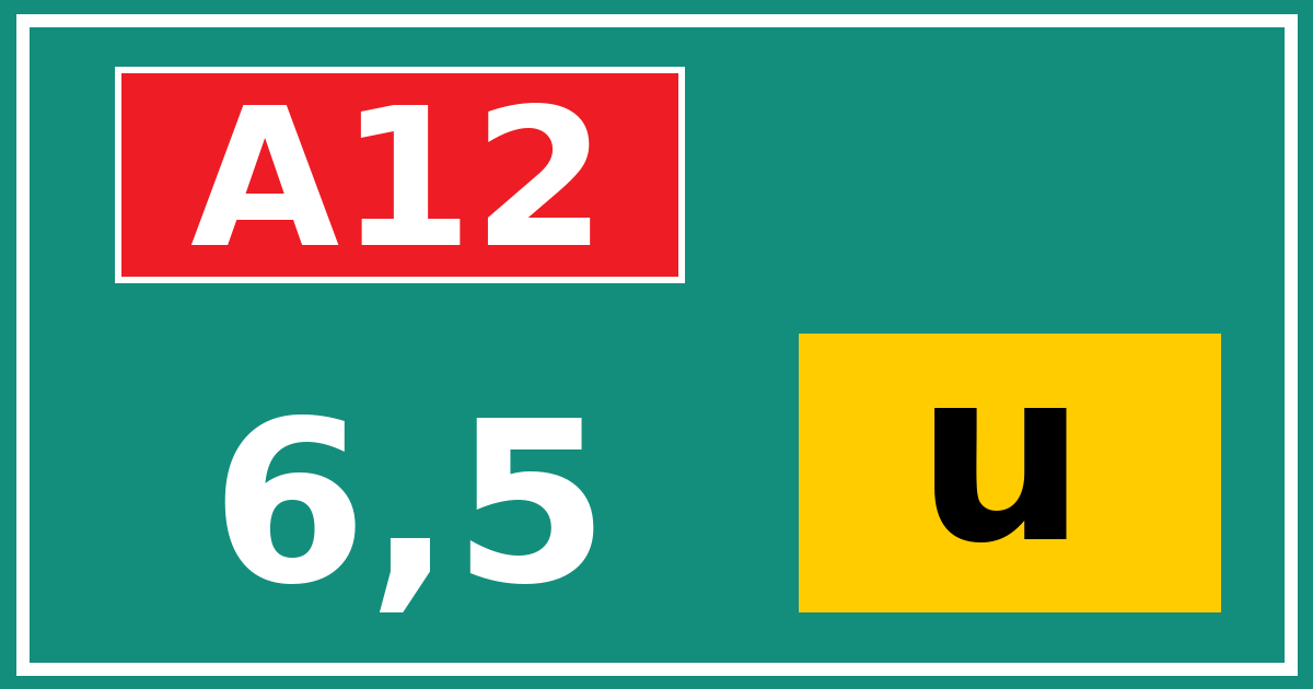 Hectometerbord A12 6,5 letter u