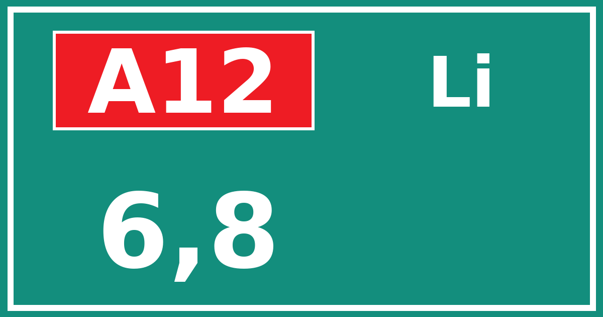 Hectometerbord A12 6,8 zijde Li