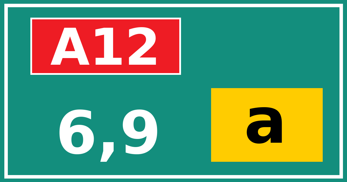 Hectometerbord A12 6,9 letter a