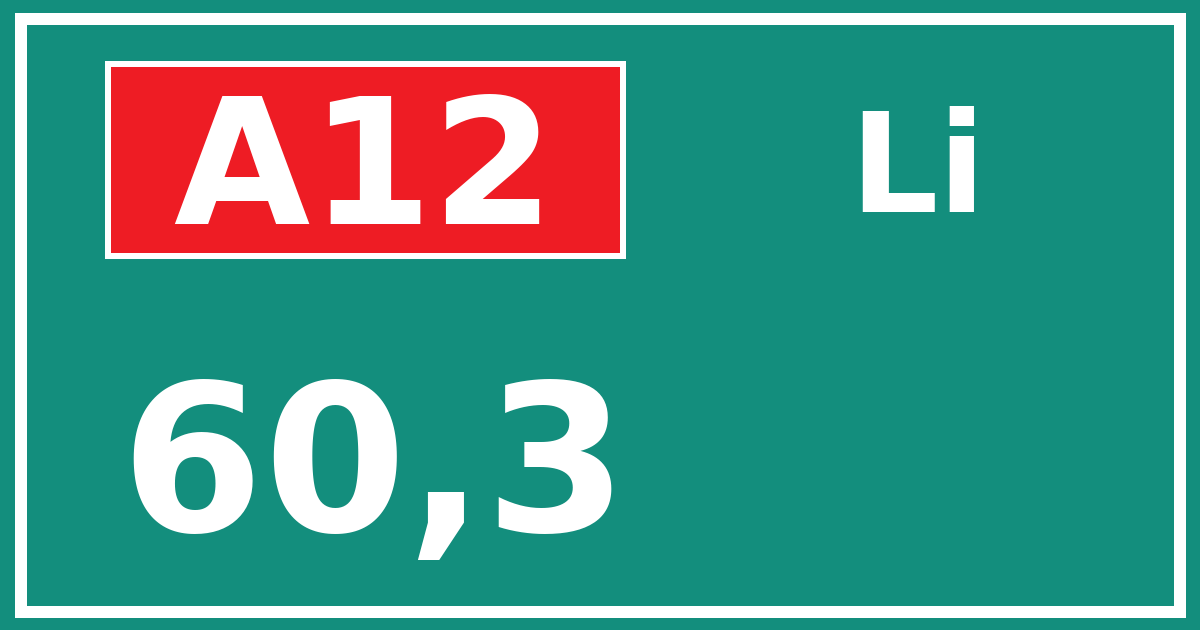 Hectometerbord A12 60,3 zijde Li