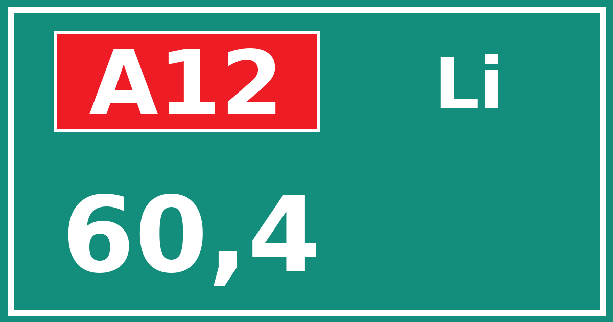 Hectometerbord A12 60,4 zijde Li