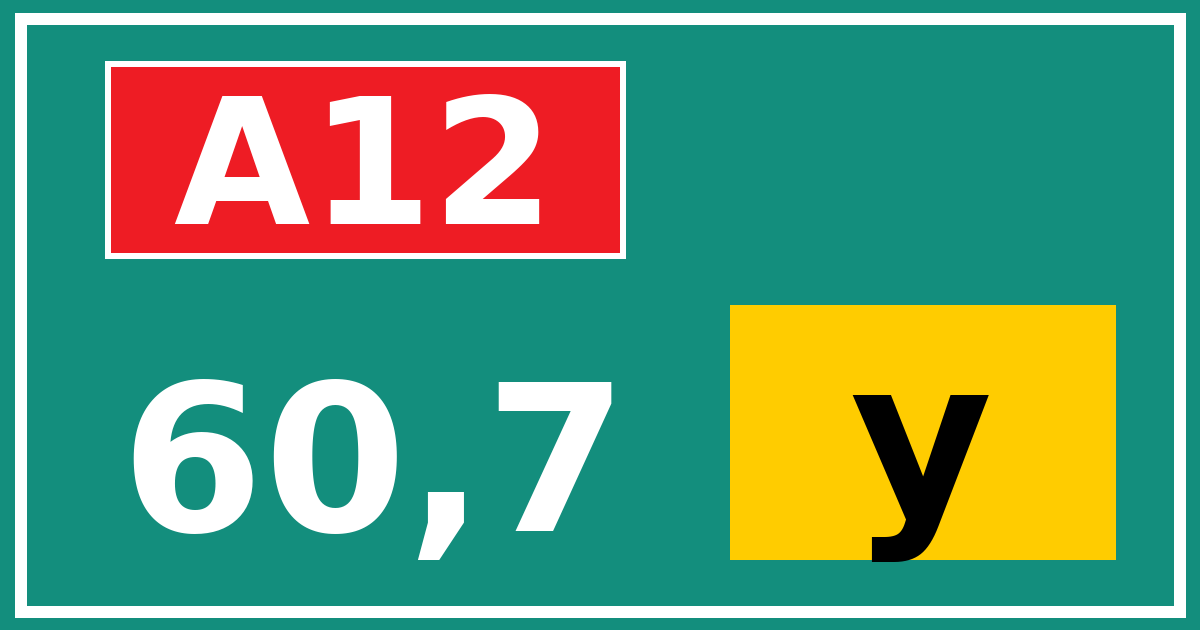 Hectometerbord A12 60,7 letter y