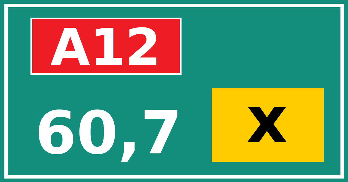 Hectometerbord A12 60,7 letter x