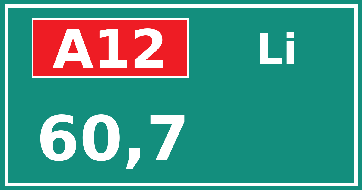 Hectometerbord A12 60,7 zijde Li