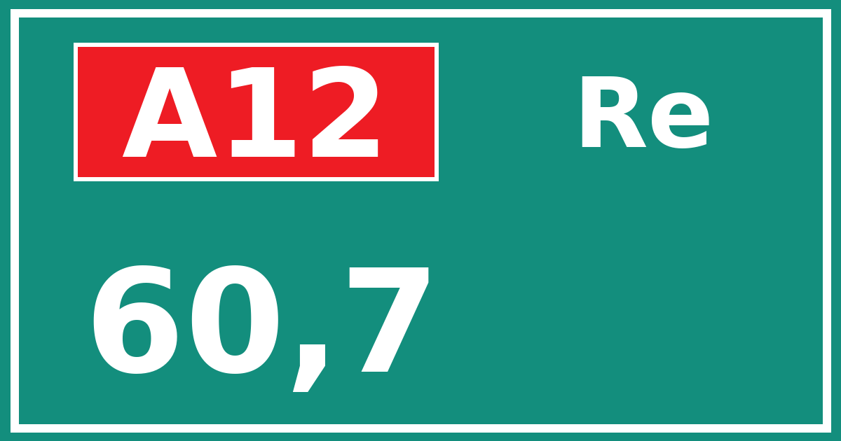 Hectometerbord A12 60,7 zijde Re