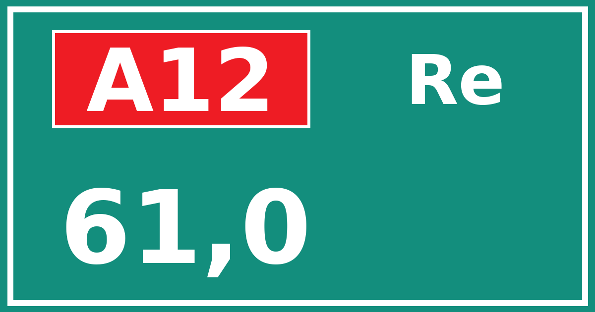 Hectometerbord A12 61,0 zijde Re